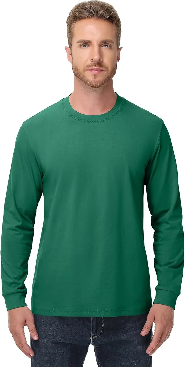 Men's Heavy Weight Long Sleeve T Shirt Crew Neck Comfort Colors Sweatshirt Cotton Thick Pre Shrunk Shirts