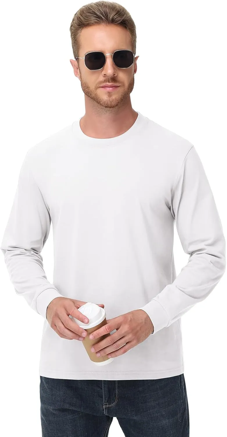Men's Heavy Weight Long Sleeve T Shirt Crew Neck Comfort Colors Sweatshirt Cotton Thick Pre Shrunk Shirts