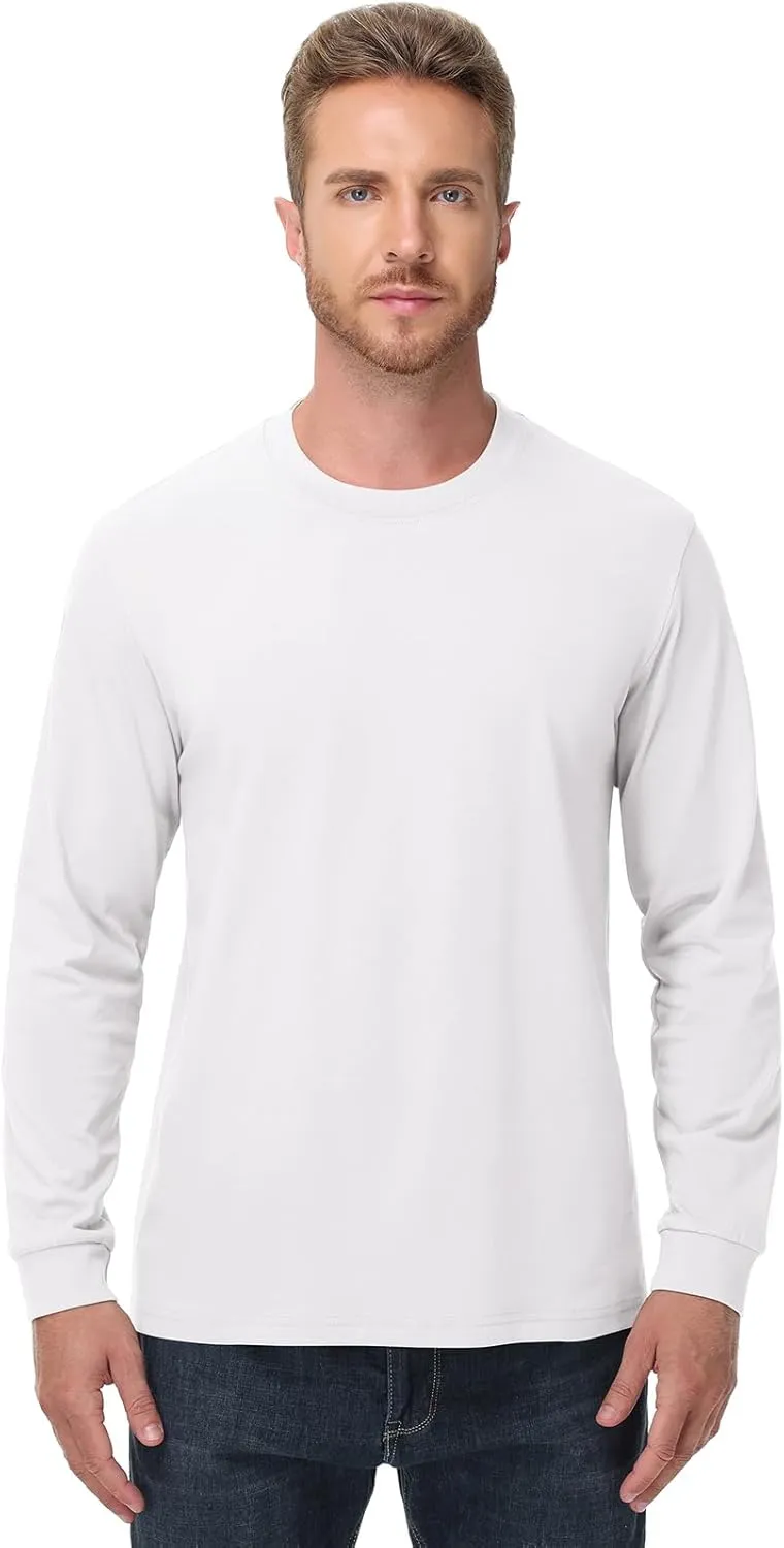 Men's Heavy Weight Long Sleeve T Shirt Crew Neck Comfort Colors Sweatshirt Cotton Thick Pre Shrunk Shirts