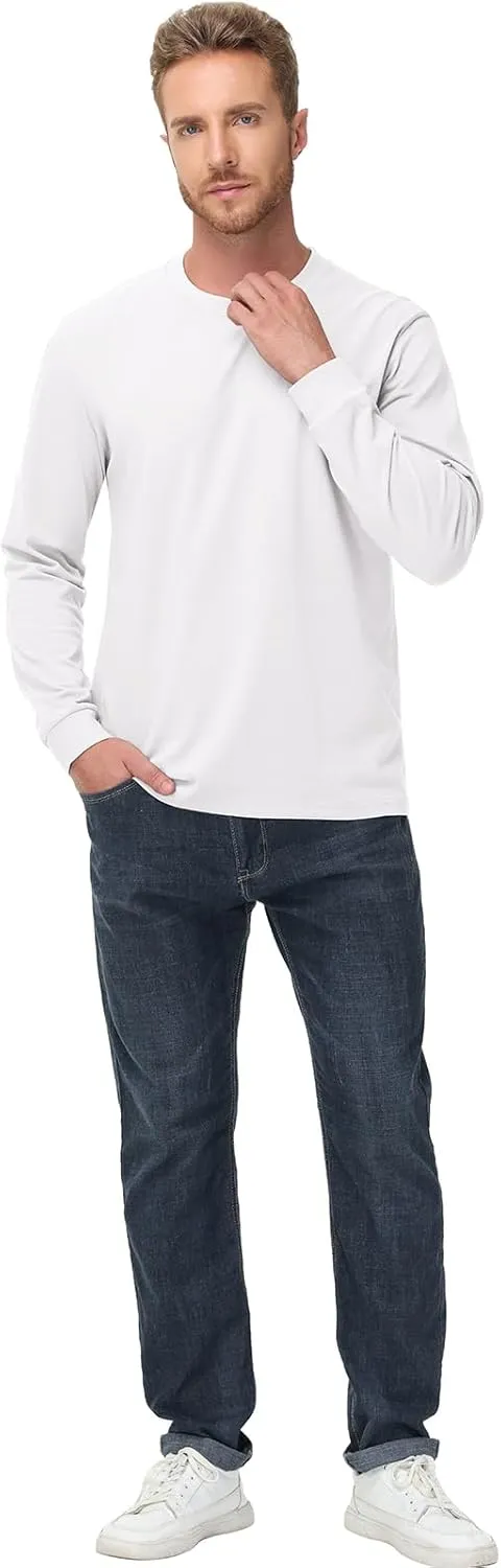 Men's Heavy Weight Long Sleeve T Shirt Crew Neck Comfort Colors Sweatshirt Cotton Thick Pre Shrunk Shirts