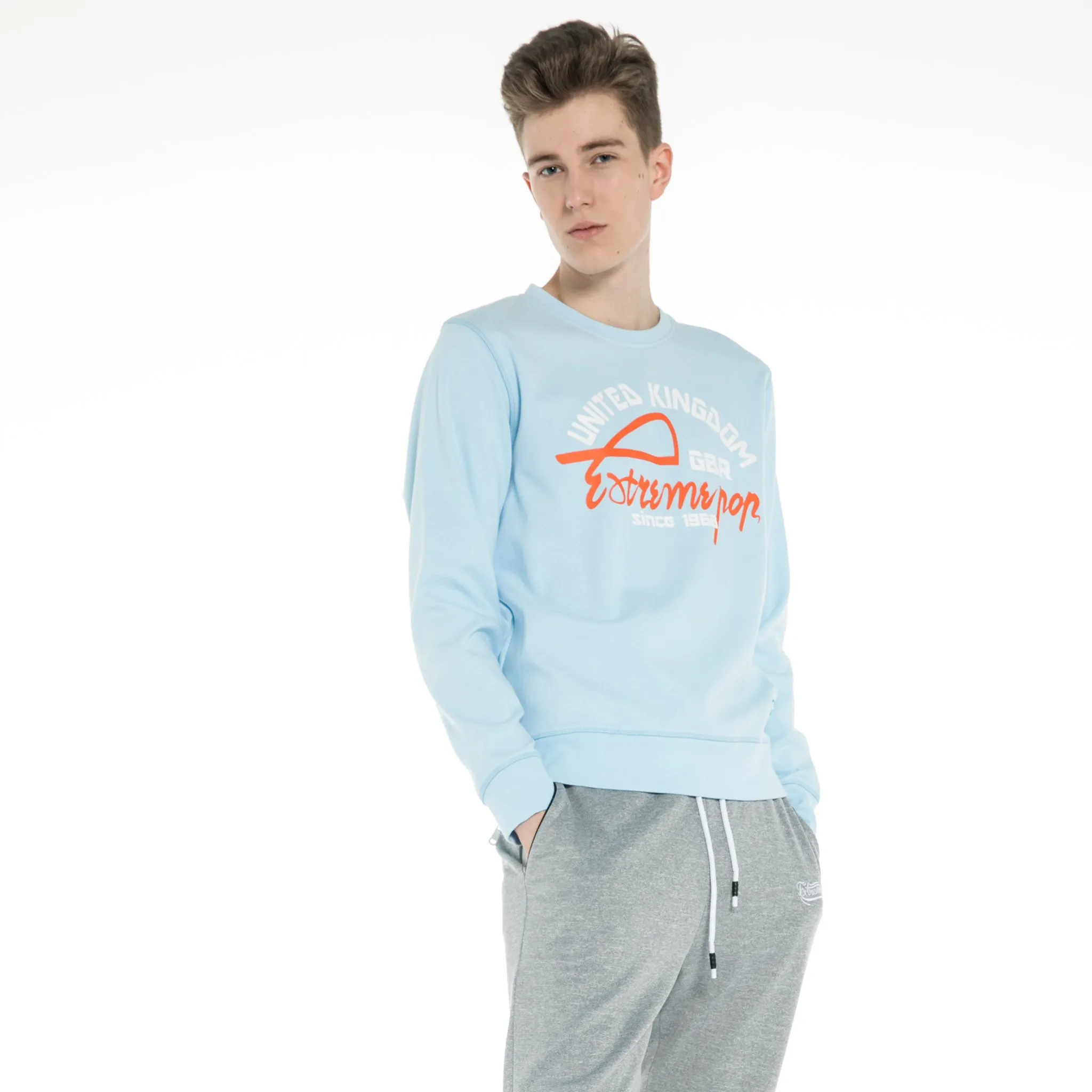 Men's stretch Sweatshirt S M L XL XXL Light Blue