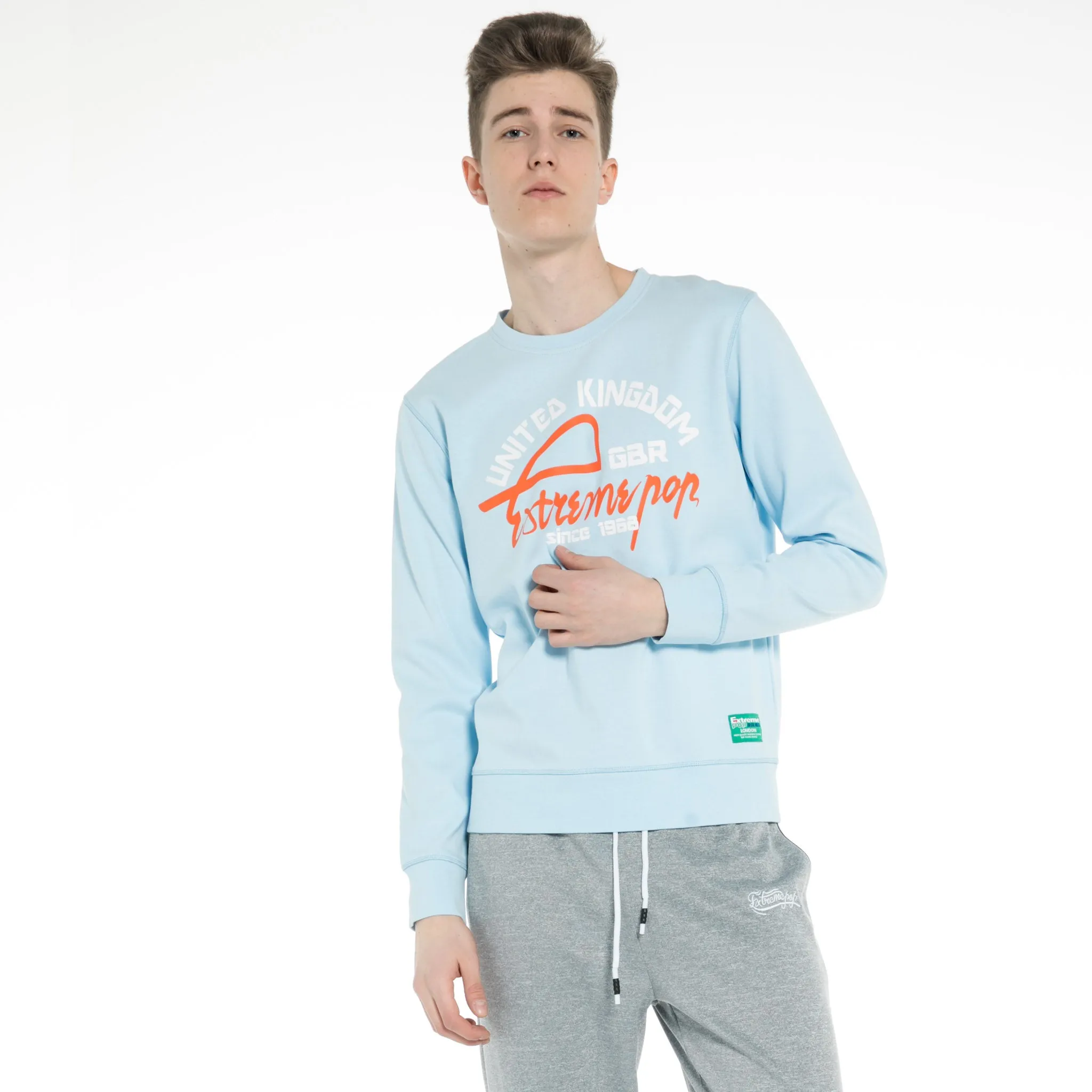Men's stretch Sweatshirt S M L XL XXL Light Blue