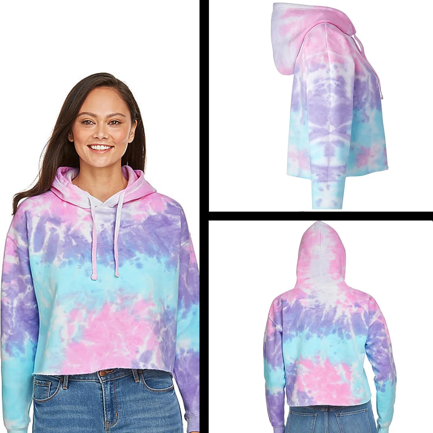Merry & Bright Chenille Glitter Cropped Fleece Hoodie, Soft & Cozy Fabric, Trendy Fit, Stylish Pullover