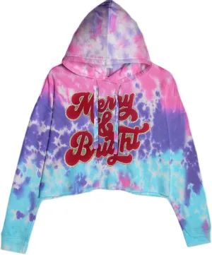 Merry & Bright Chenille Glitter Cropped Fleece Hoodie, Soft & Cozy Fabric, Trendy Fit, Stylish Pullover