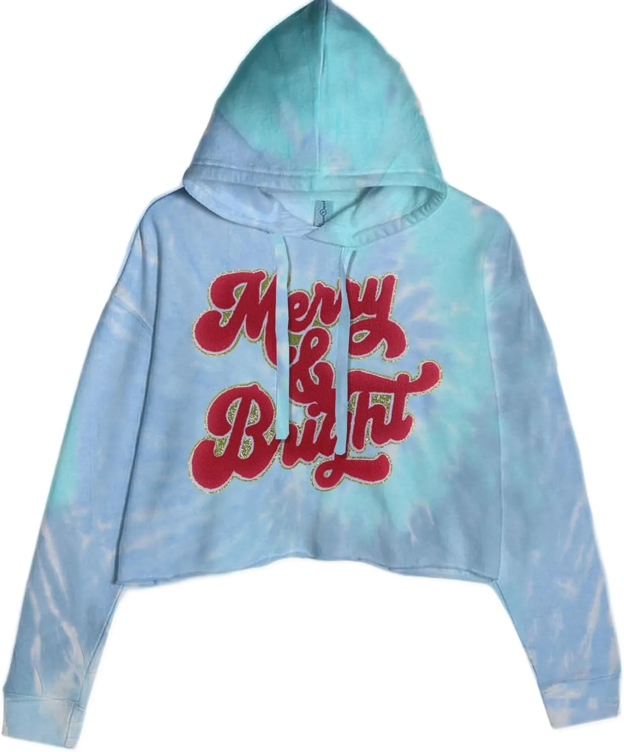 Merry & Bright Chenille Glitter Cropped Fleece Hoodie, Soft & Cozy Fabric, Trendy Fit, Stylish Pullover