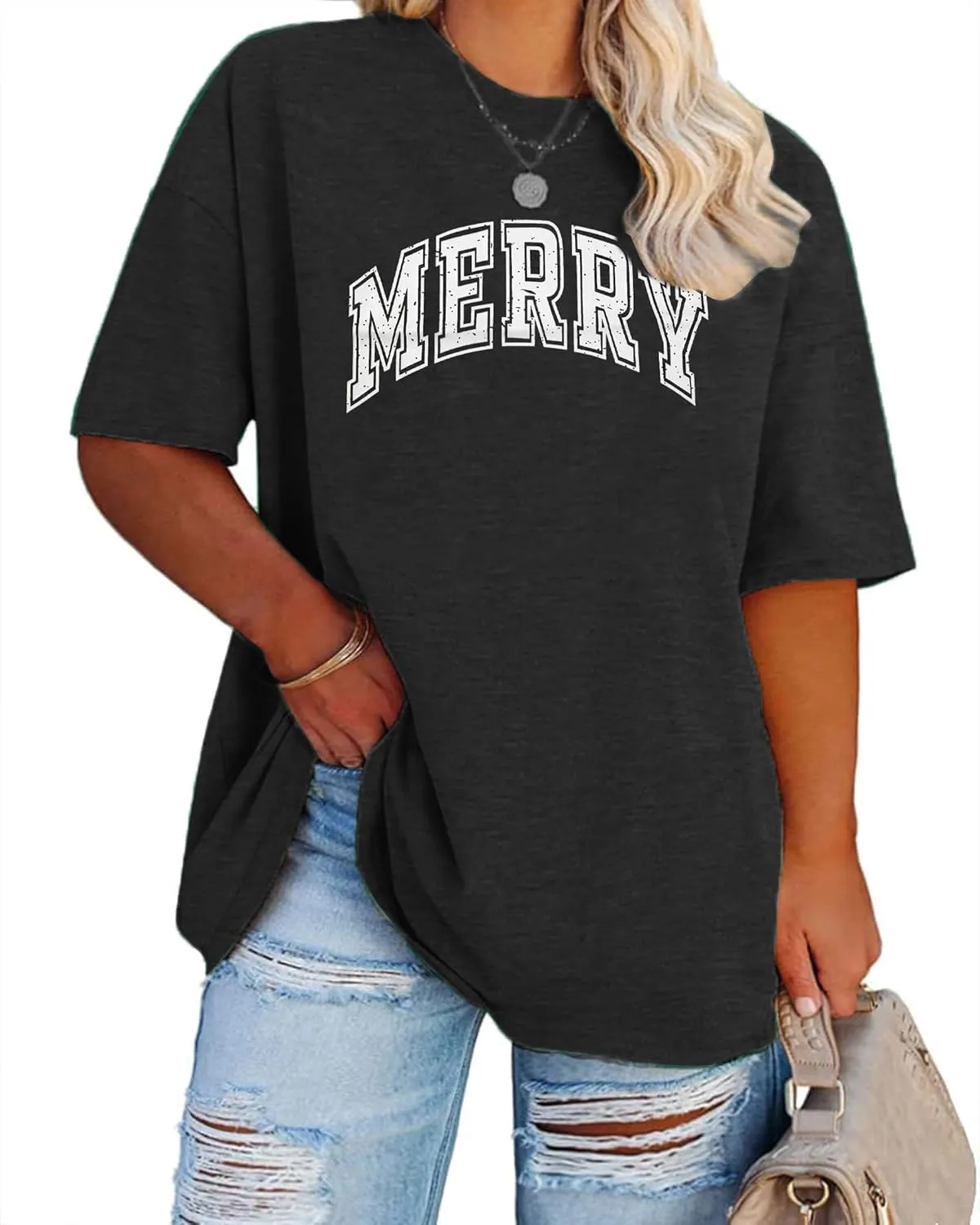 MOUSYA Plus Size Teacher Shirt - Oversized Bright Christmas Tops Tee