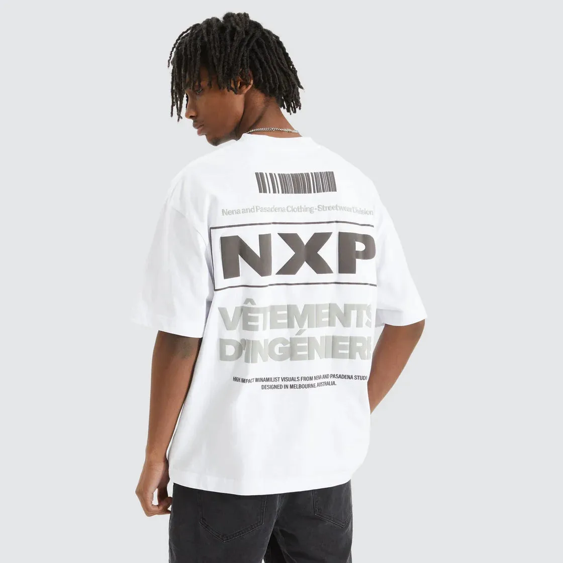 NENA & PASADENA Mens Vetements Tee - Optical White