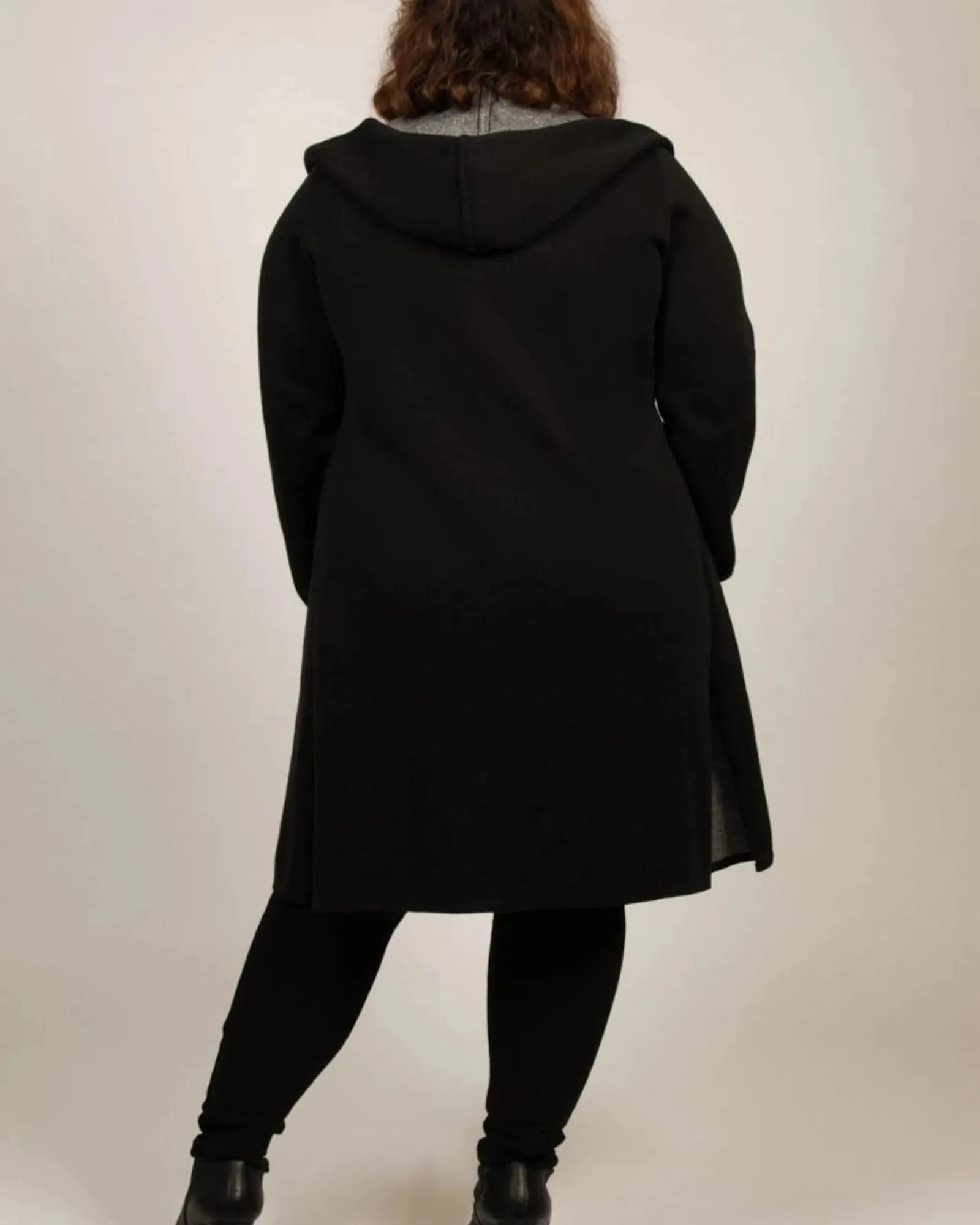 Nora Hooded Open Front Knit Cardigan Black | Black