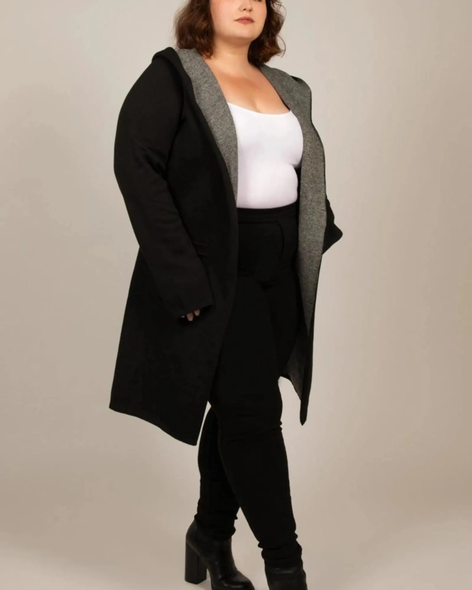 Nora Hooded Open Front Knit Cardigan Black | Black