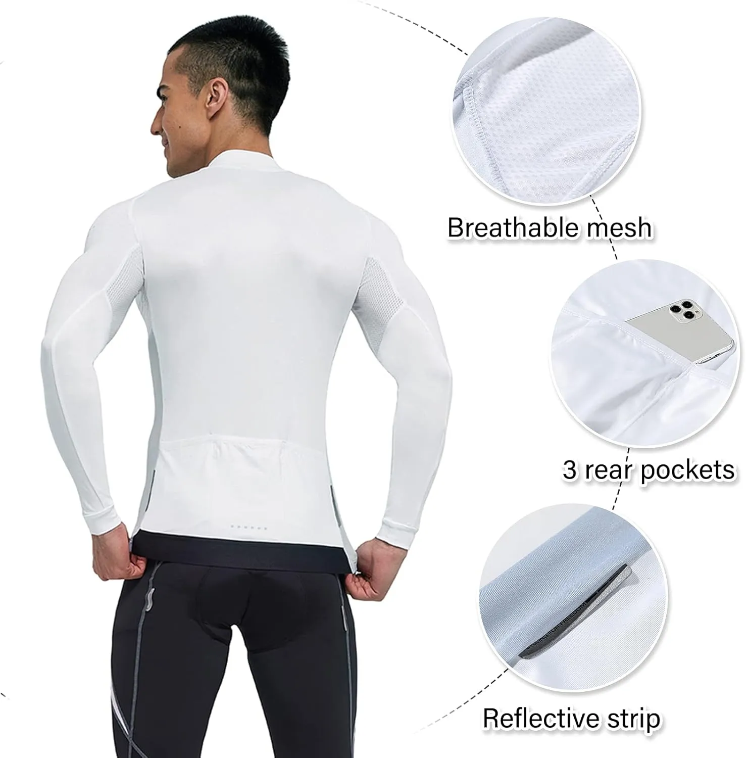 Santic Cycling Jersey Men's Long Sleeve Tops Mountain Bike Shirts Bicycle Jacket with Pockets