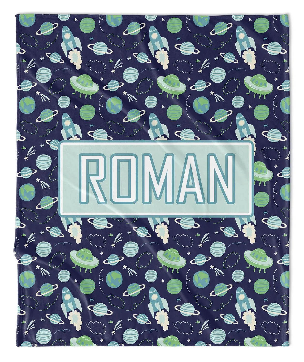 THE SKY IS THE LIMIT SPACE MODERN PERSONALIZED NAME BLANKET