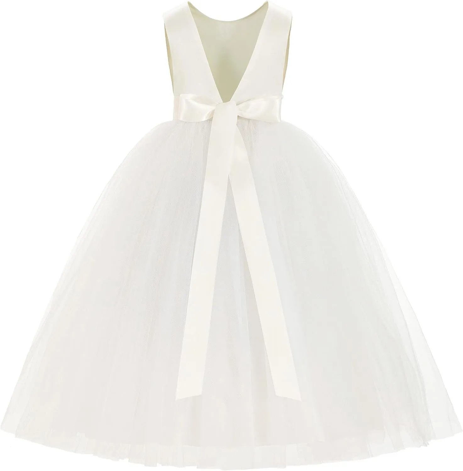 V-Back Satin Junior Bridesmaid Gown Flower Girl Dress Wedding Reception 219