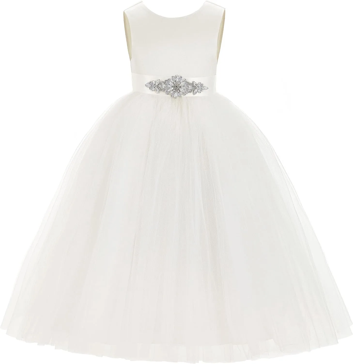 V-Back Satin Junior Bridesmaid Gown Flower Girl Dress Wedding Reception 219