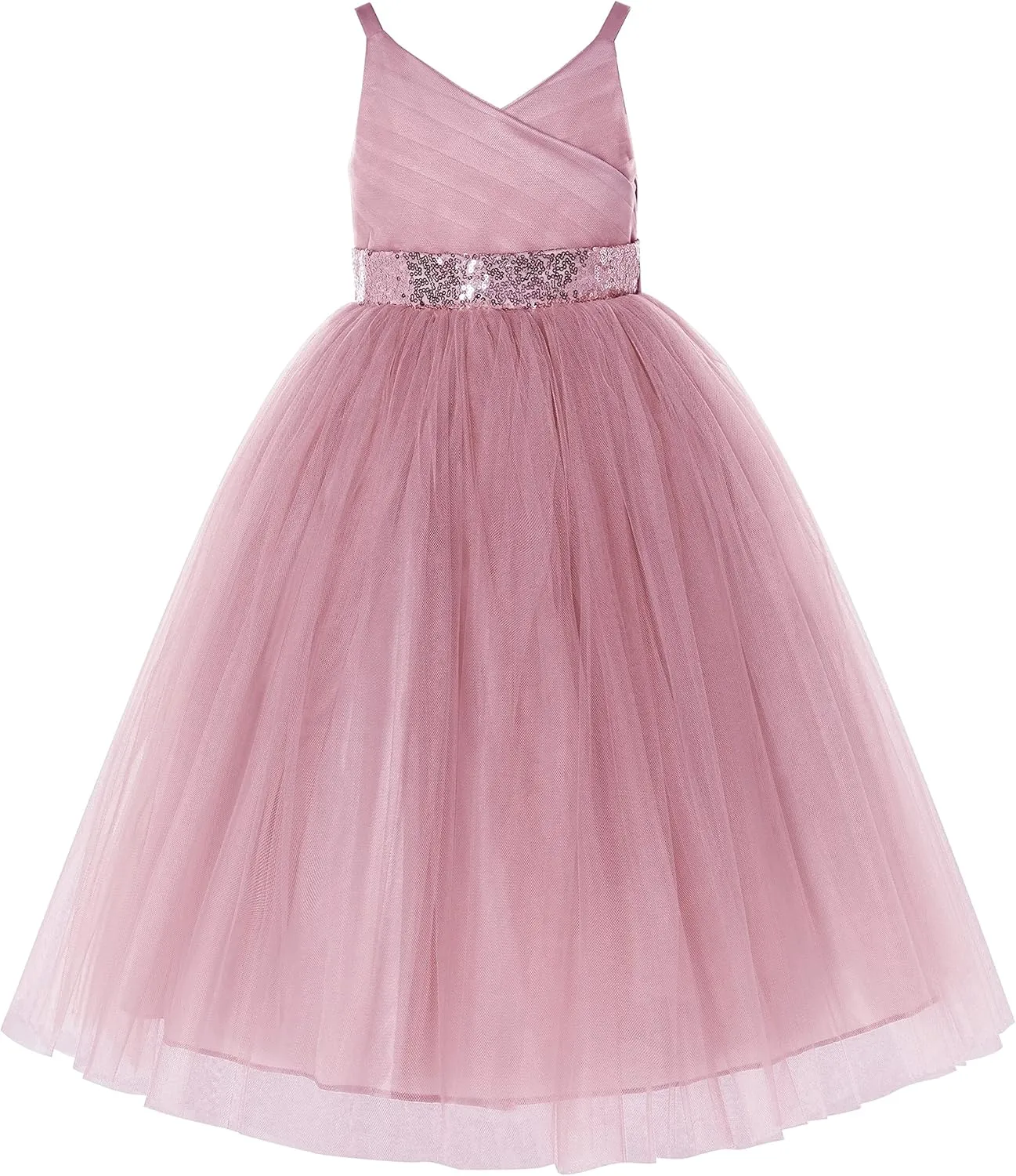 V-Neck Tulle Flower Girl Dresses for Wedding Toddler Junior Bridesmaid 218