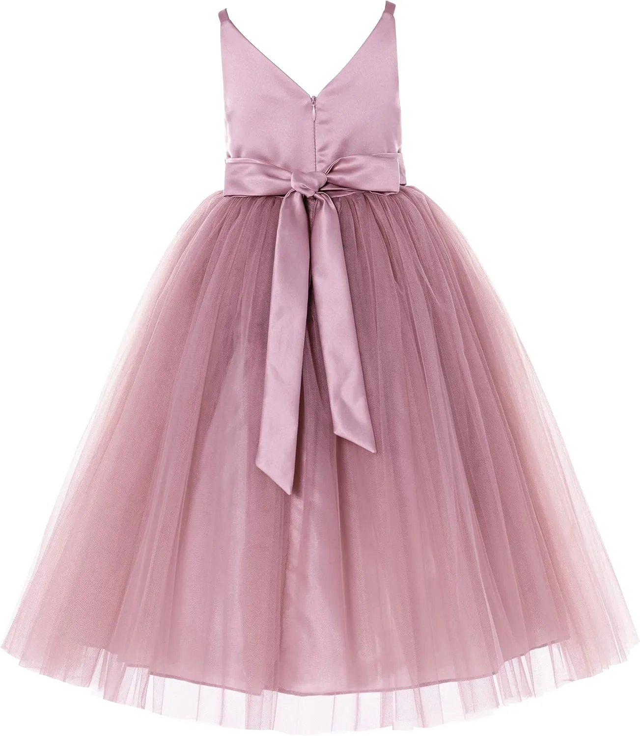 V-Neck Tulle Flower Girl Dresses for Wedding Toddler Junior Bridesmaid 218