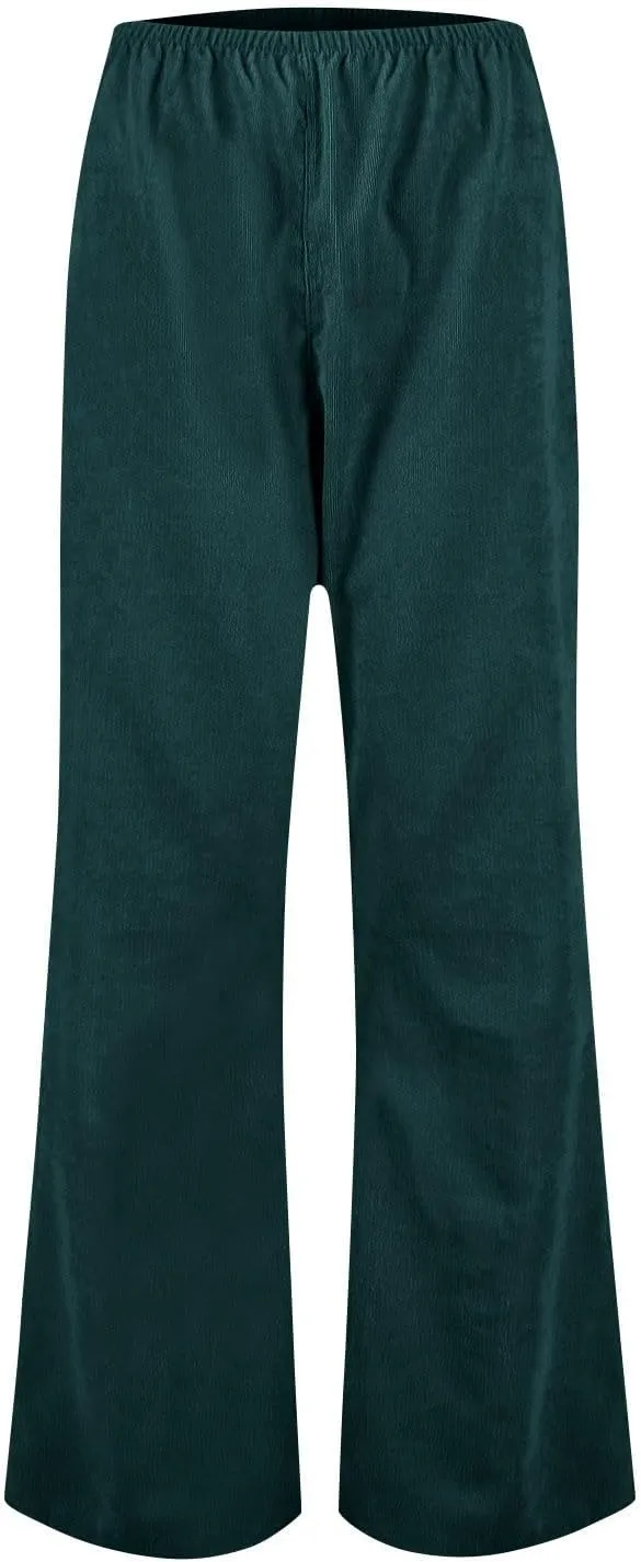 Women's Corduroy Flare Pants Skinny High Waisted Business Casual Pant Side Zipper Wide Leg Trousers with Pockets
