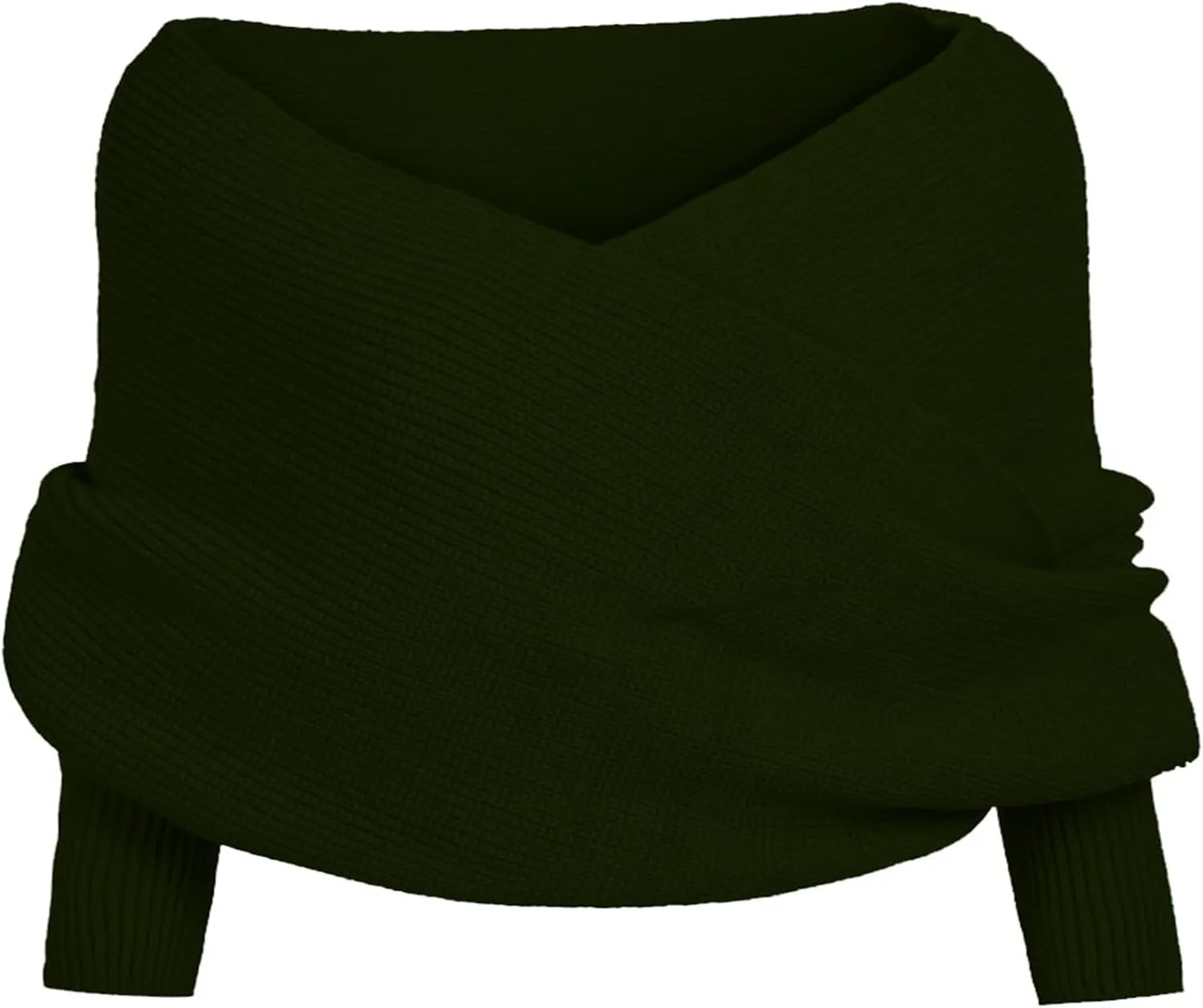 Women’s Fall Fashion Long Sleeve Off Shoulder V Neck Asymmetric Hem Knit Cropped Sweater Top
