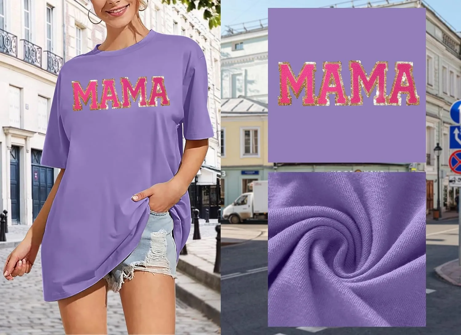 Women's Mama Shirt: Oversized Mama Shirts Trendy Mom T Shirt Loose Casual Summer Shirts Letter Print Short Sleeve Tops