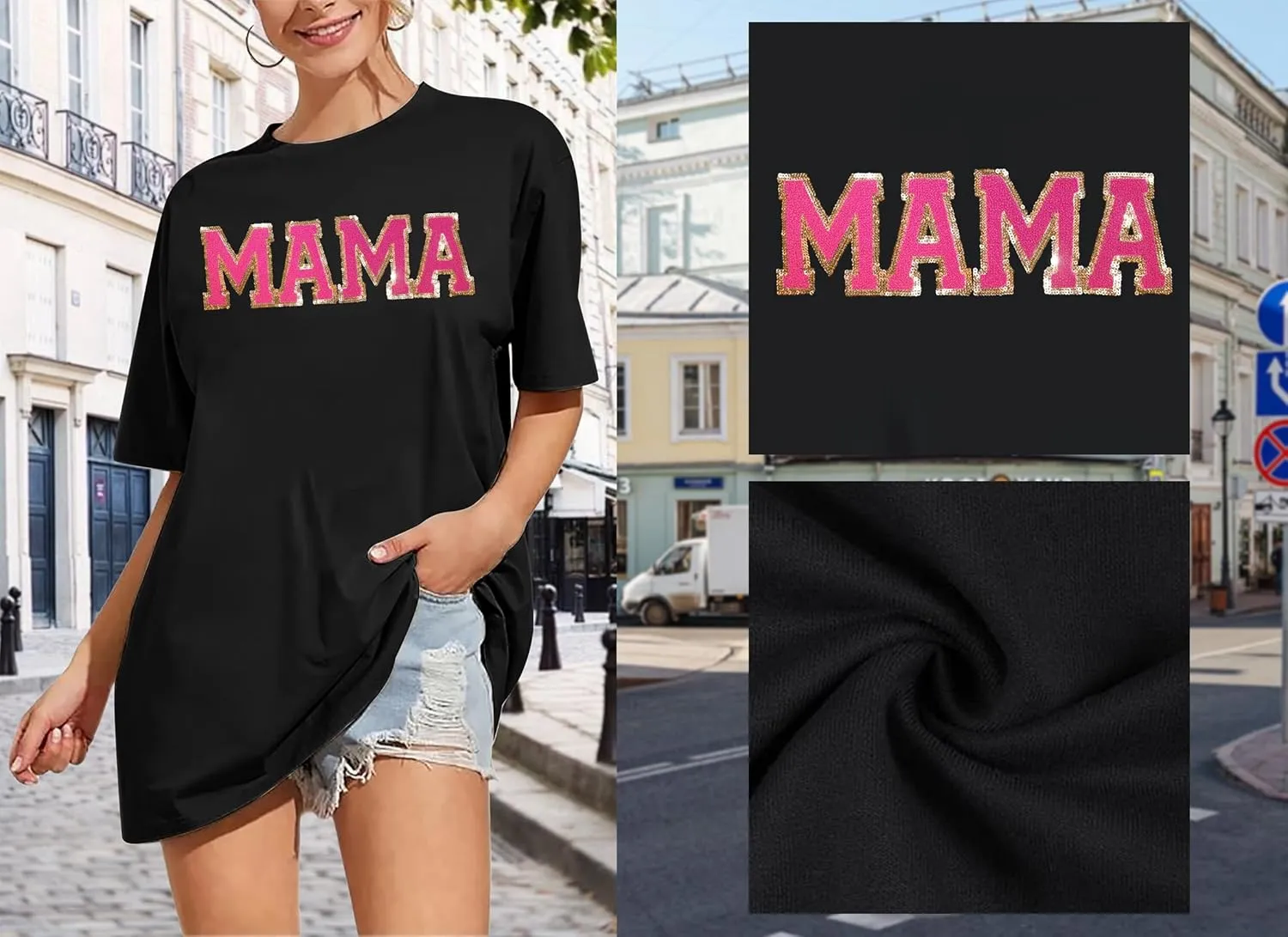 Women's Mama Shirt: Oversized Mama Shirts Trendy Mom T Shirt Loose Casual Summer Shirts Letter Print Short Sleeve Tops