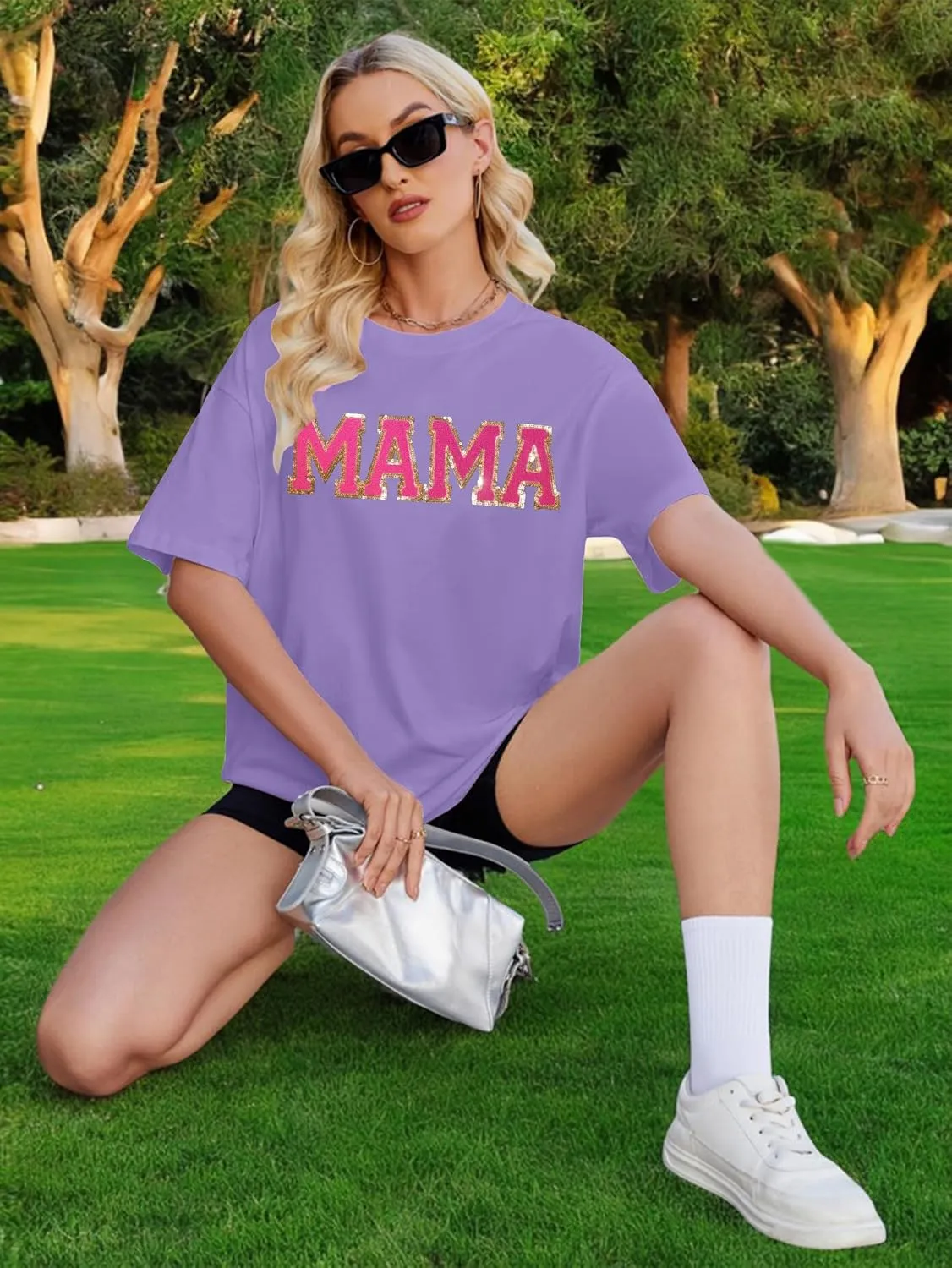 Women's Mama Shirt: Oversized Mama Shirts Trendy Mom T Shirt Loose Casual Summer Shirts Letter Print Short Sleeve Tops