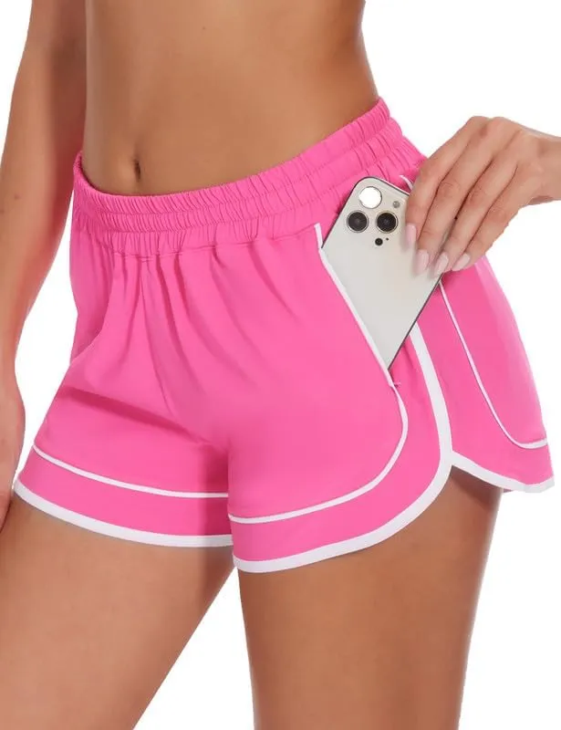 Womens Running Athletic Dolphin Shorts High Waisted Sports Workout Basketball Quick Dry Shorts with Liner Zip Pocket