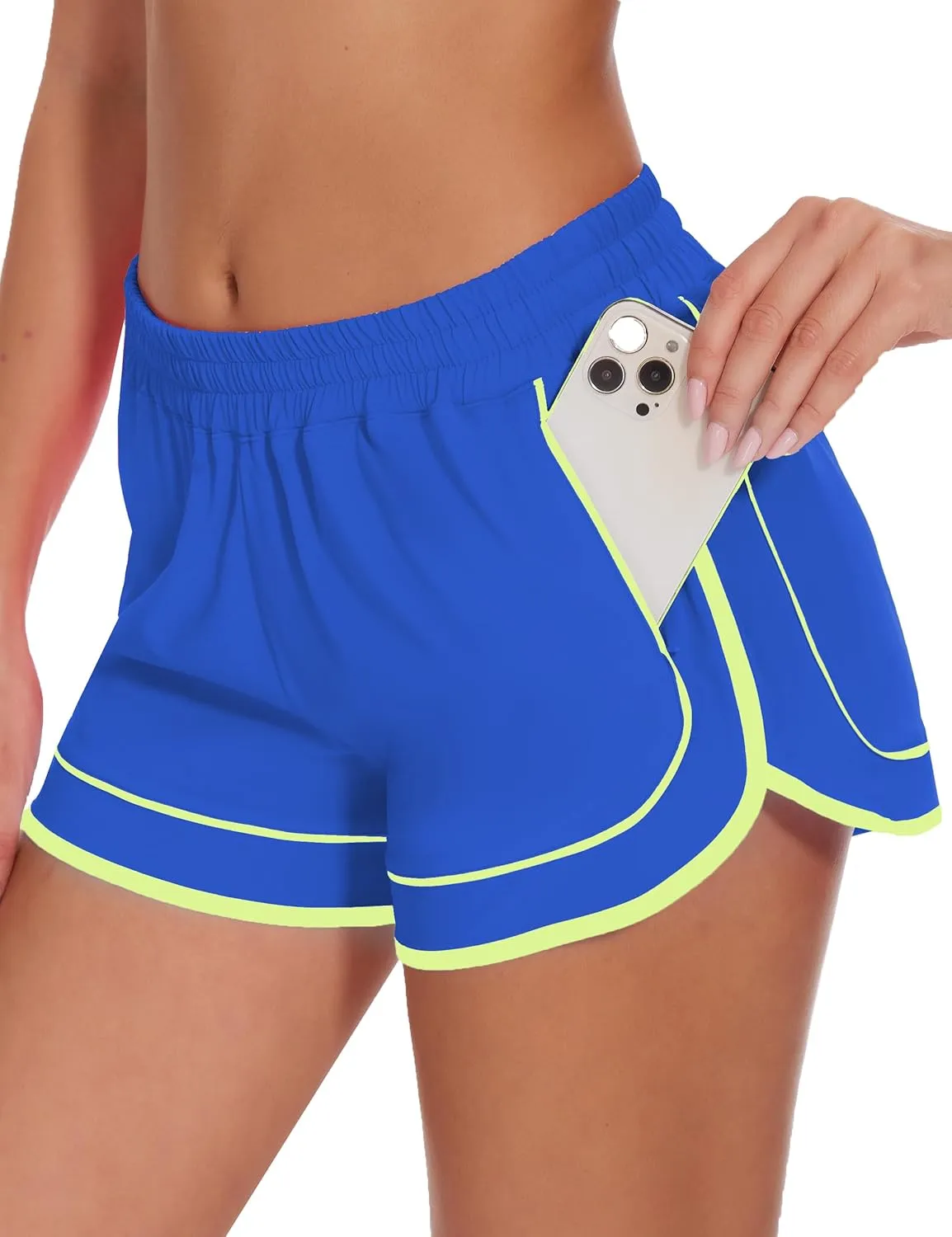 Womens Running Athletic Dolphin Shorts High Waisted Sports Workout Basketball Quick Dry Shorts with Liner Zip Pocket